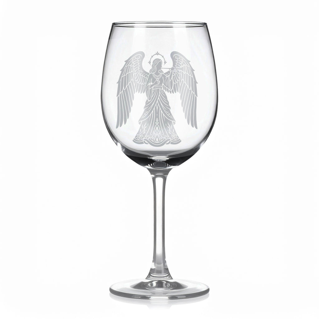 Sklenice na víno s gravírovaným motivem anděla