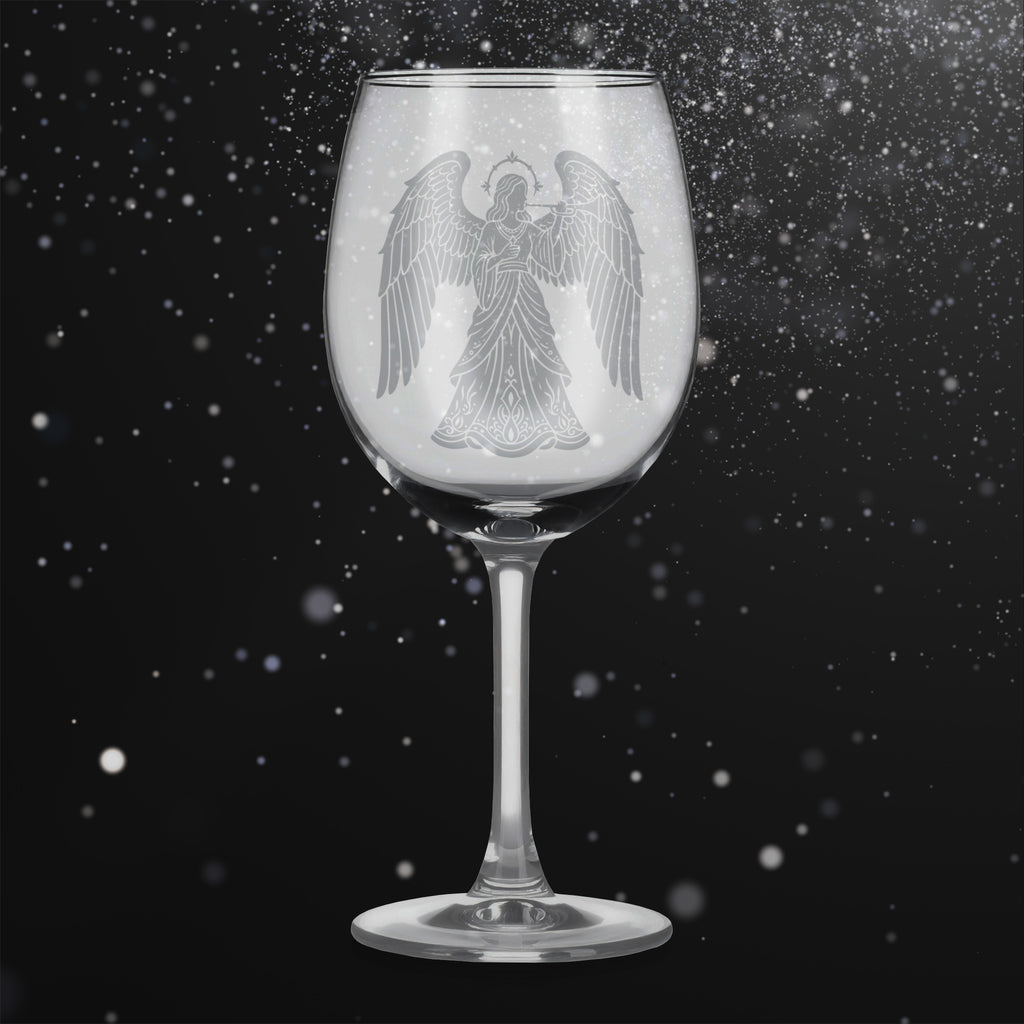Sklenice na víno s gravírovaným motivem anděla