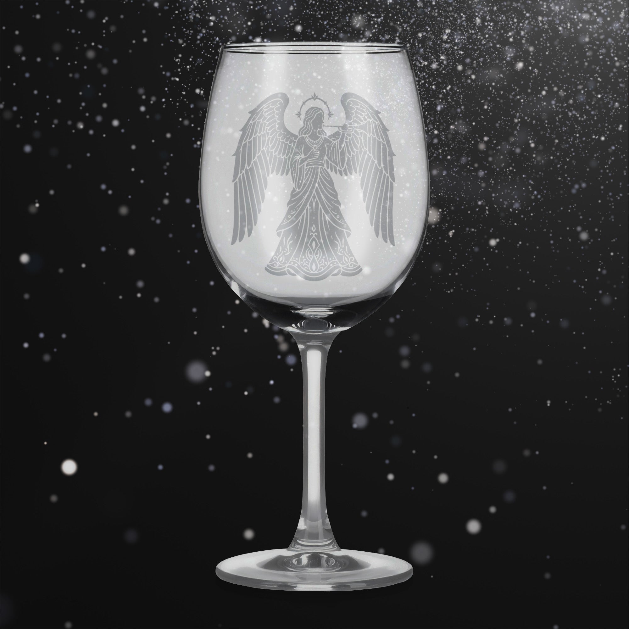 Sklenice na víno s gravírovaným motivem anděla