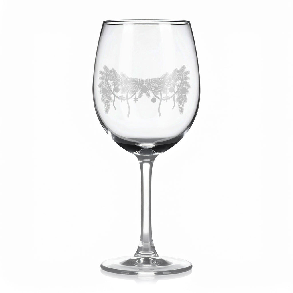Sklenice na víno s gravírovaným motivem vánoční girlandy