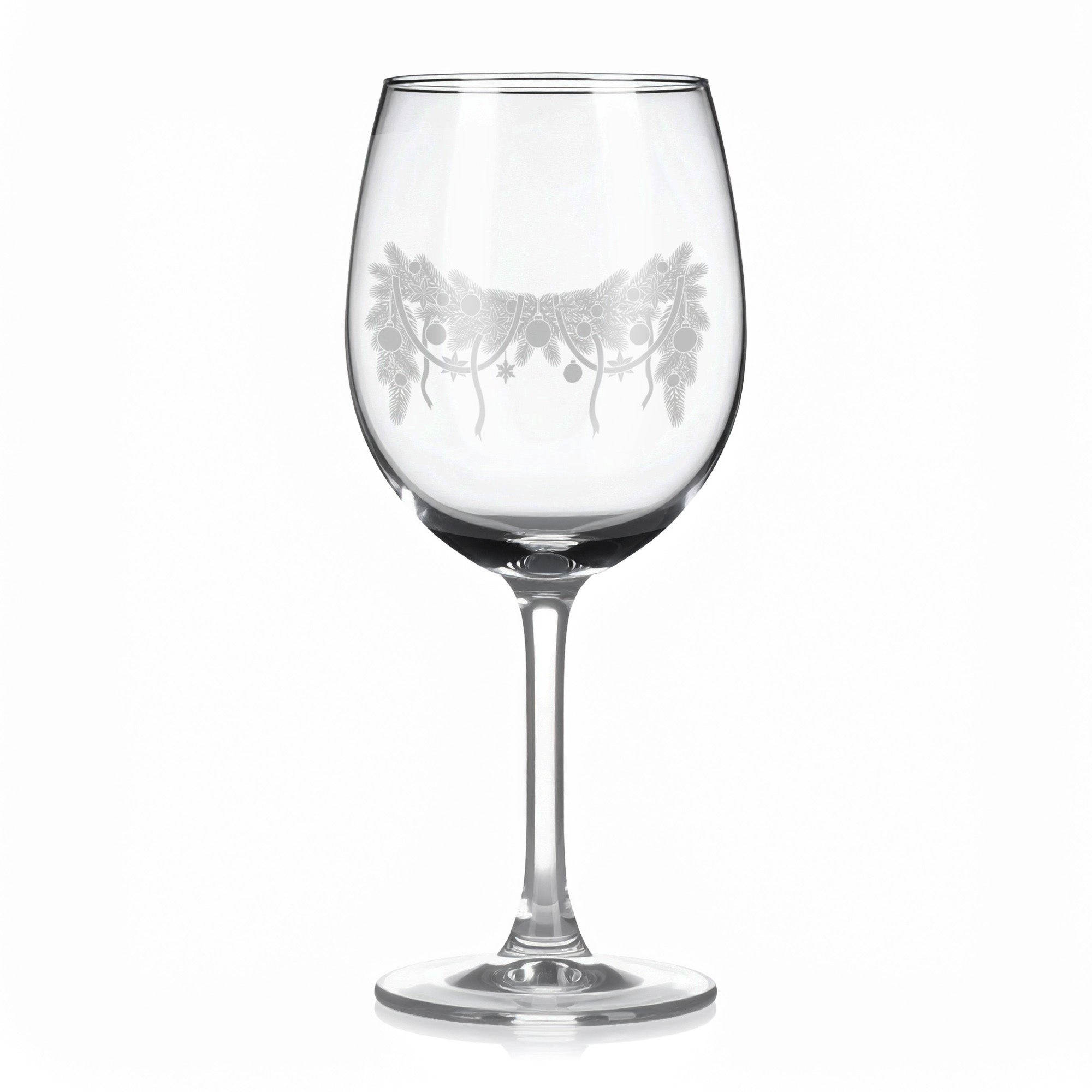 Sklenice na víno s gravírovaným motivem vánoční girlandy
