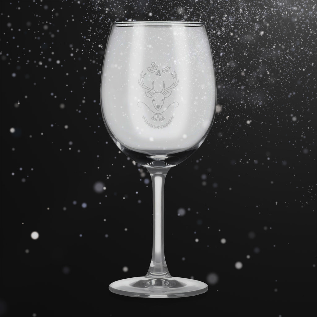 Sklenice na víno s gravírovaným motivem jelena s vánočními detaily