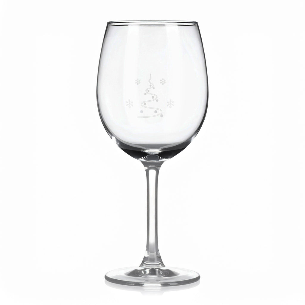 Sklenice na víno s gravírovaným motivem minimalistického vánočního stromku