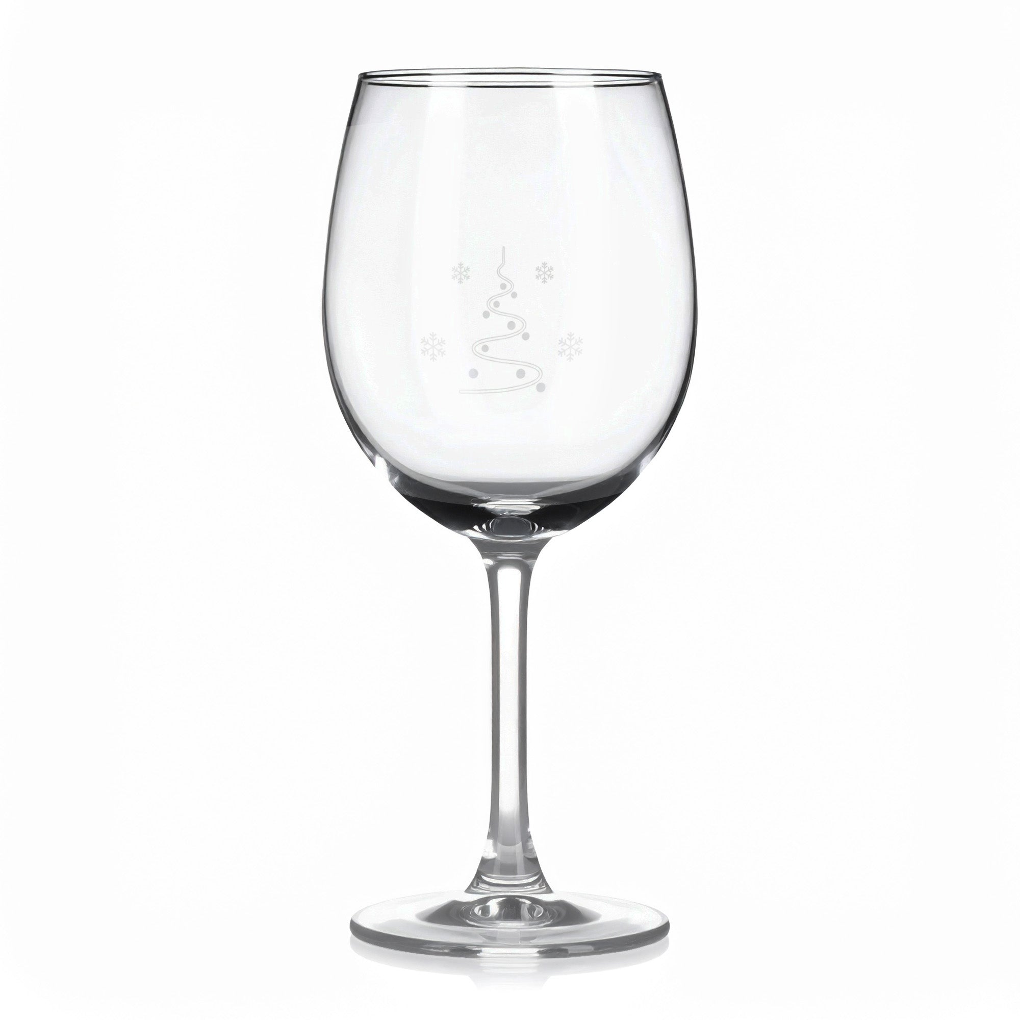 Sklenice na víno s gravírovaným motivem minimalistického vánočního stromku