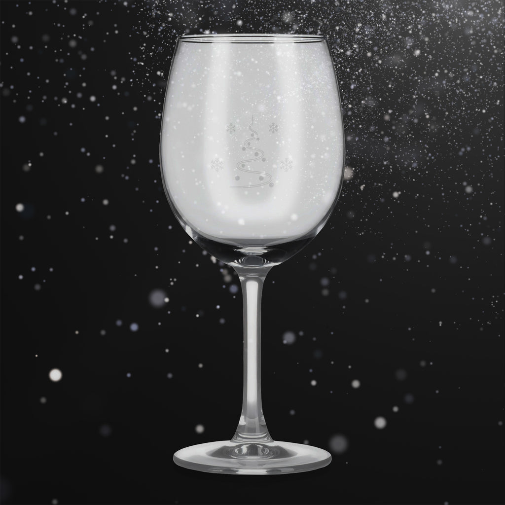 Sklenice na víno s gravírovaným motivem minimalistického vánočního stromku