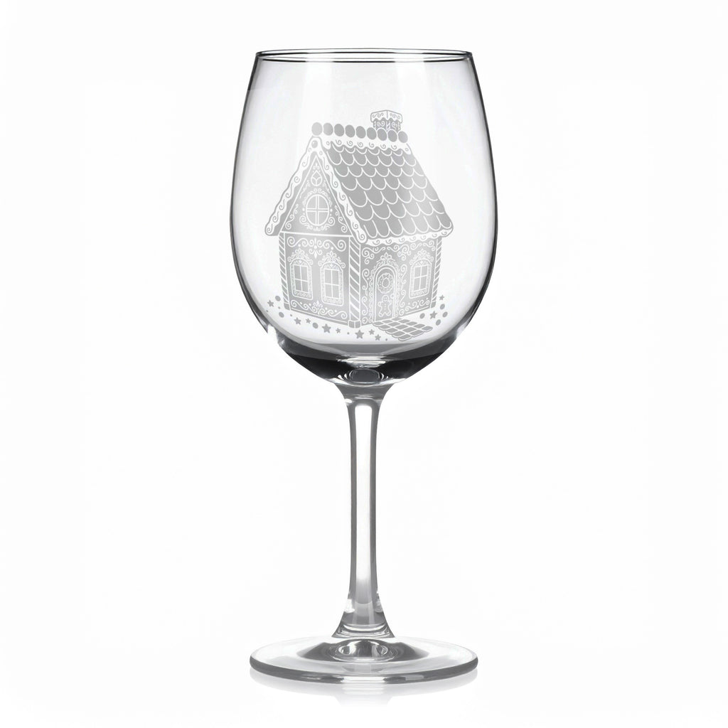 Sklenice na víno s gravírovaným motivem perníkové chaloupky
