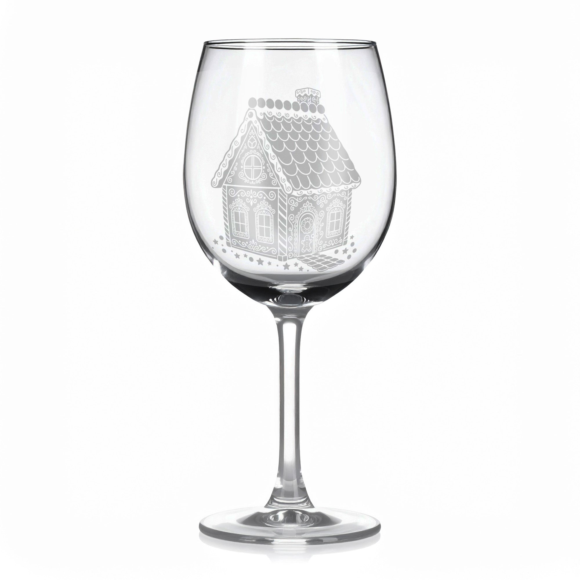 Sklenice na víno s gravírovaným motivem perníkové chaloupky