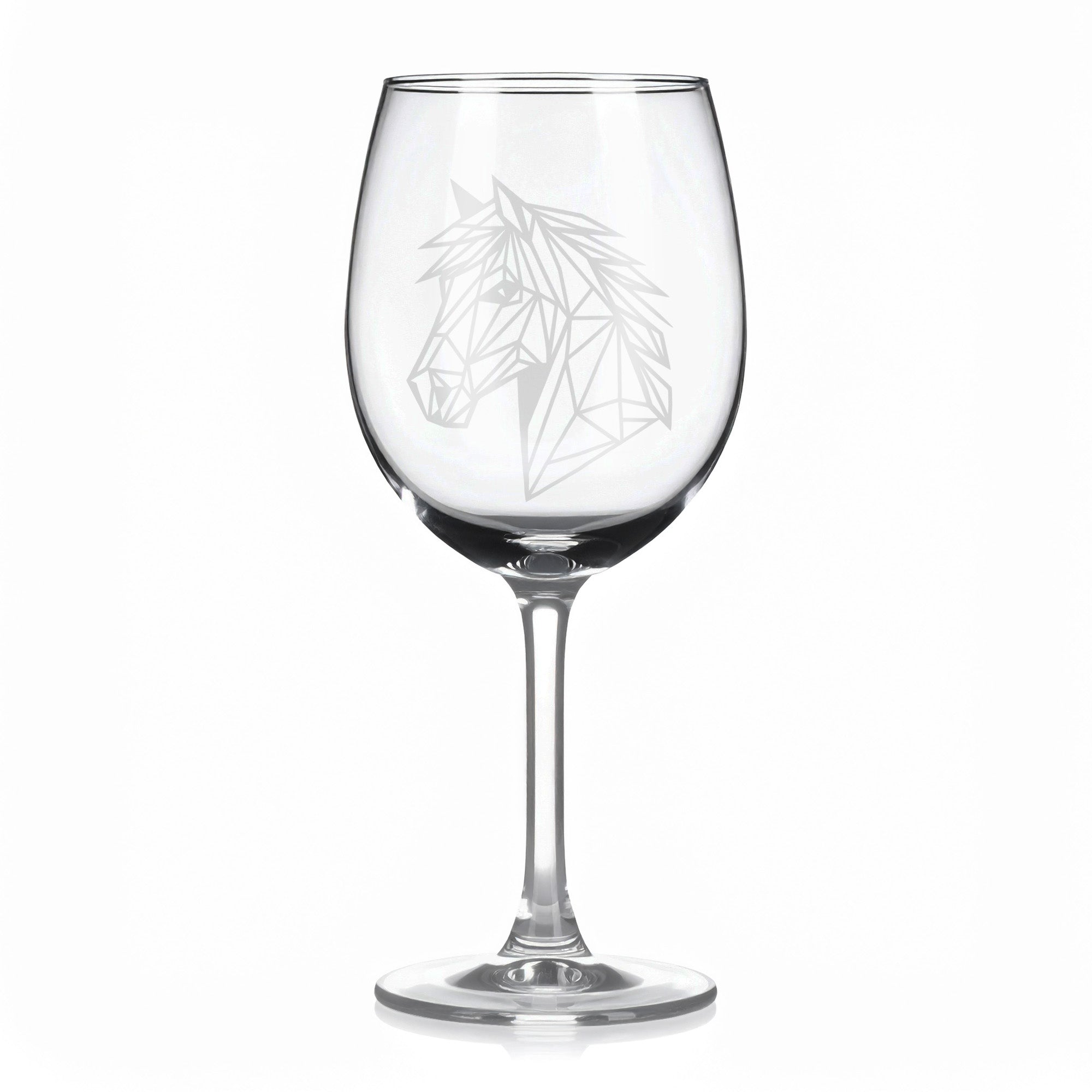 Sklenice na víno s geometrickými motivy zvířat – kůň (hlava)