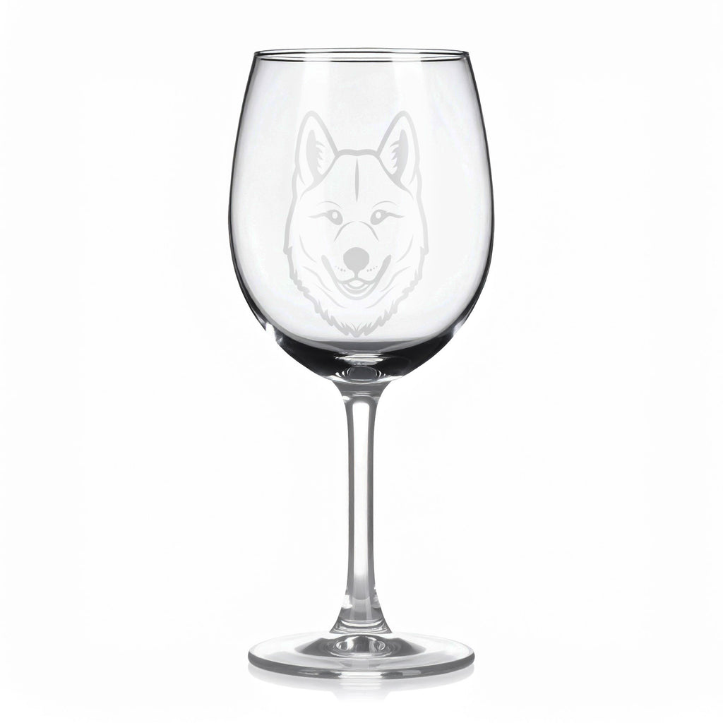 Sklenice na víno s gravírovaným motivem Akita inu