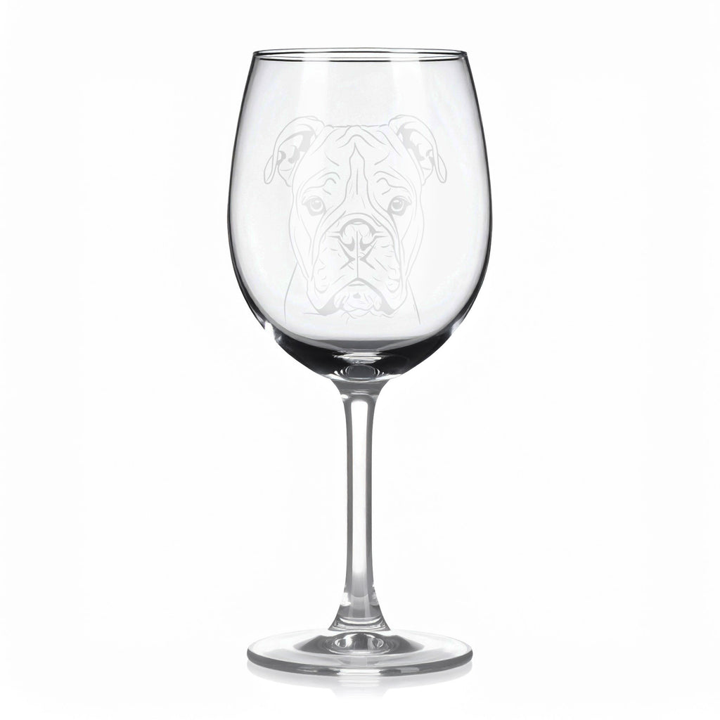 Sklenice na víno s gravírovaným motivem anglického buldoka