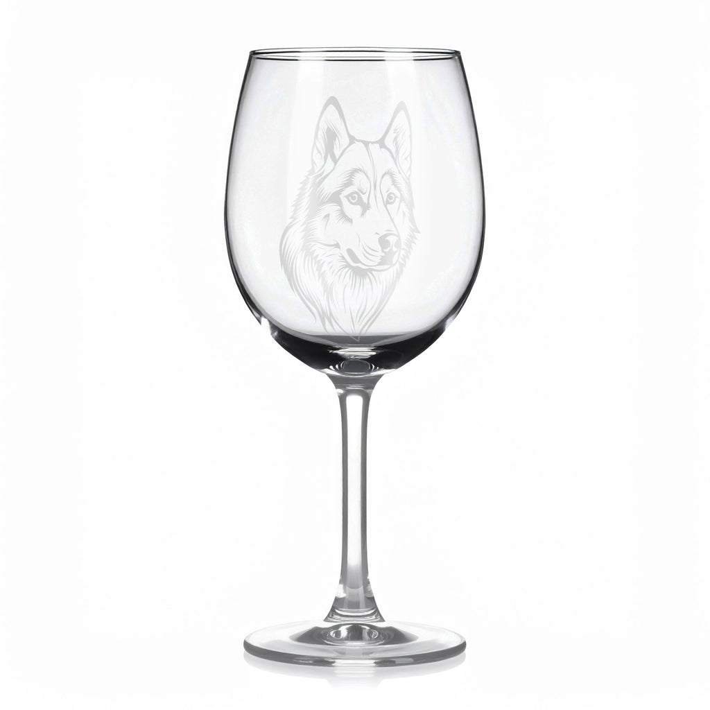 Sklenice na víno s gravírovaným motivem Husky Malamut Mix