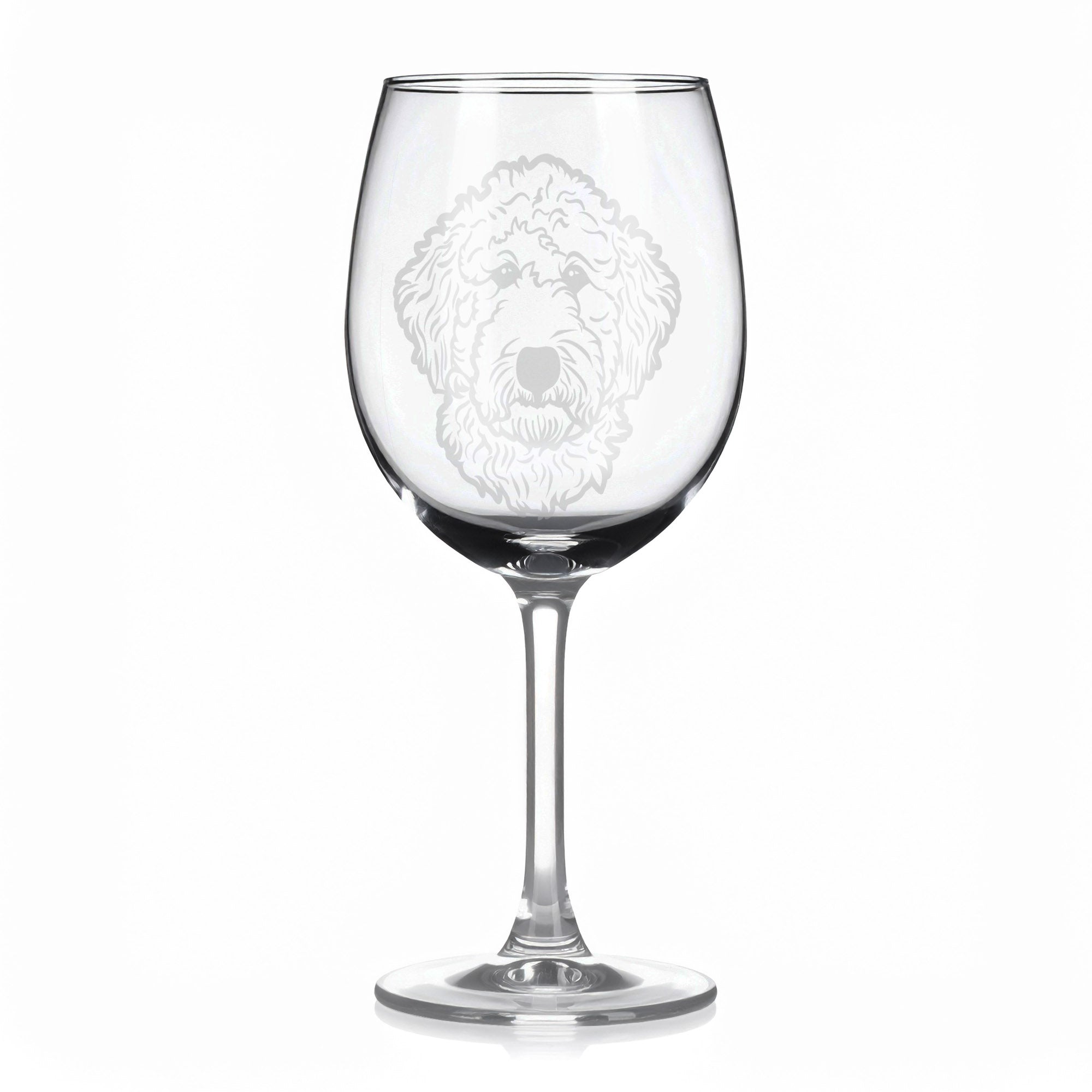Sklenice na víno s gravírovaným motivem Labradoodla