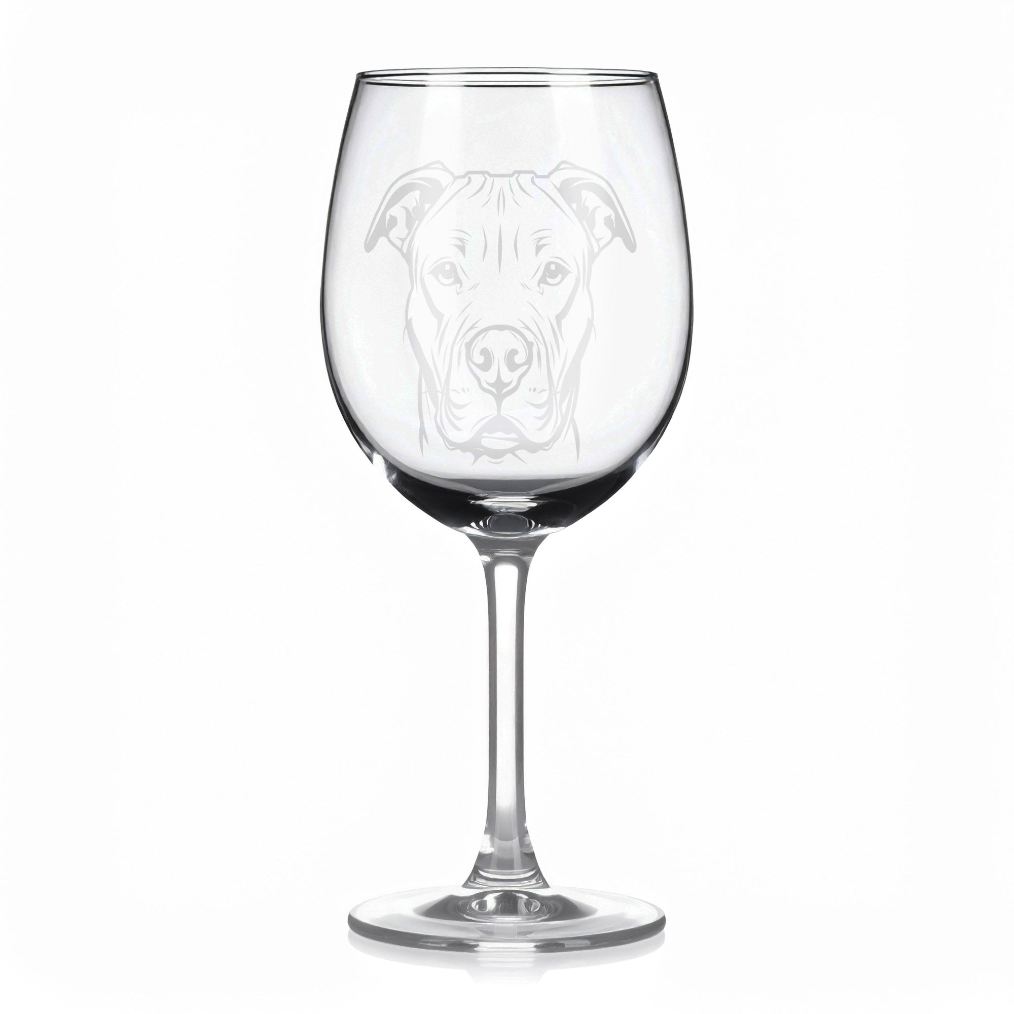 Sklenice na víno s gravírovaným motivem Stafordšírského bulteriéra
