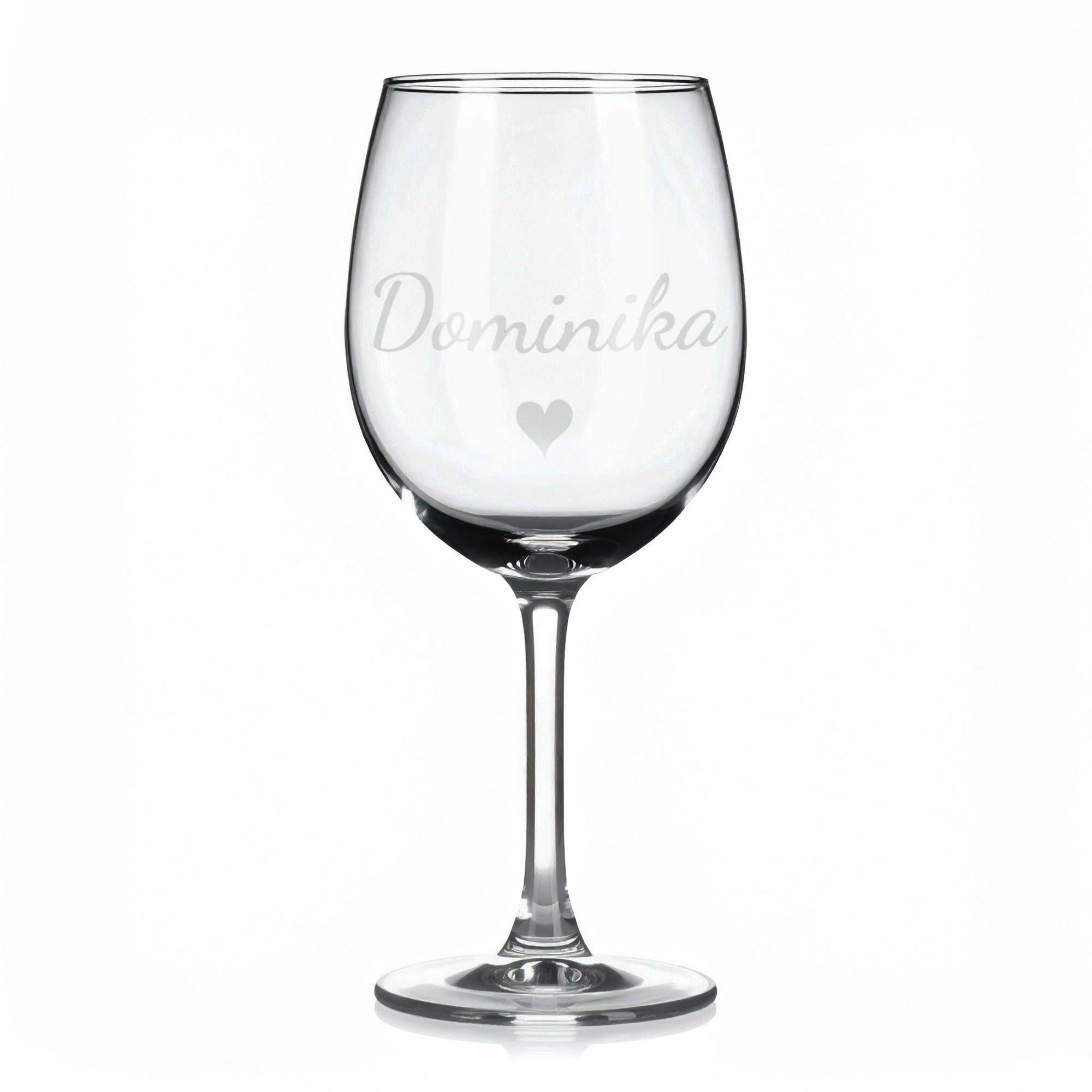 Vínová sklenka s gravírovaným jménem – Dominika