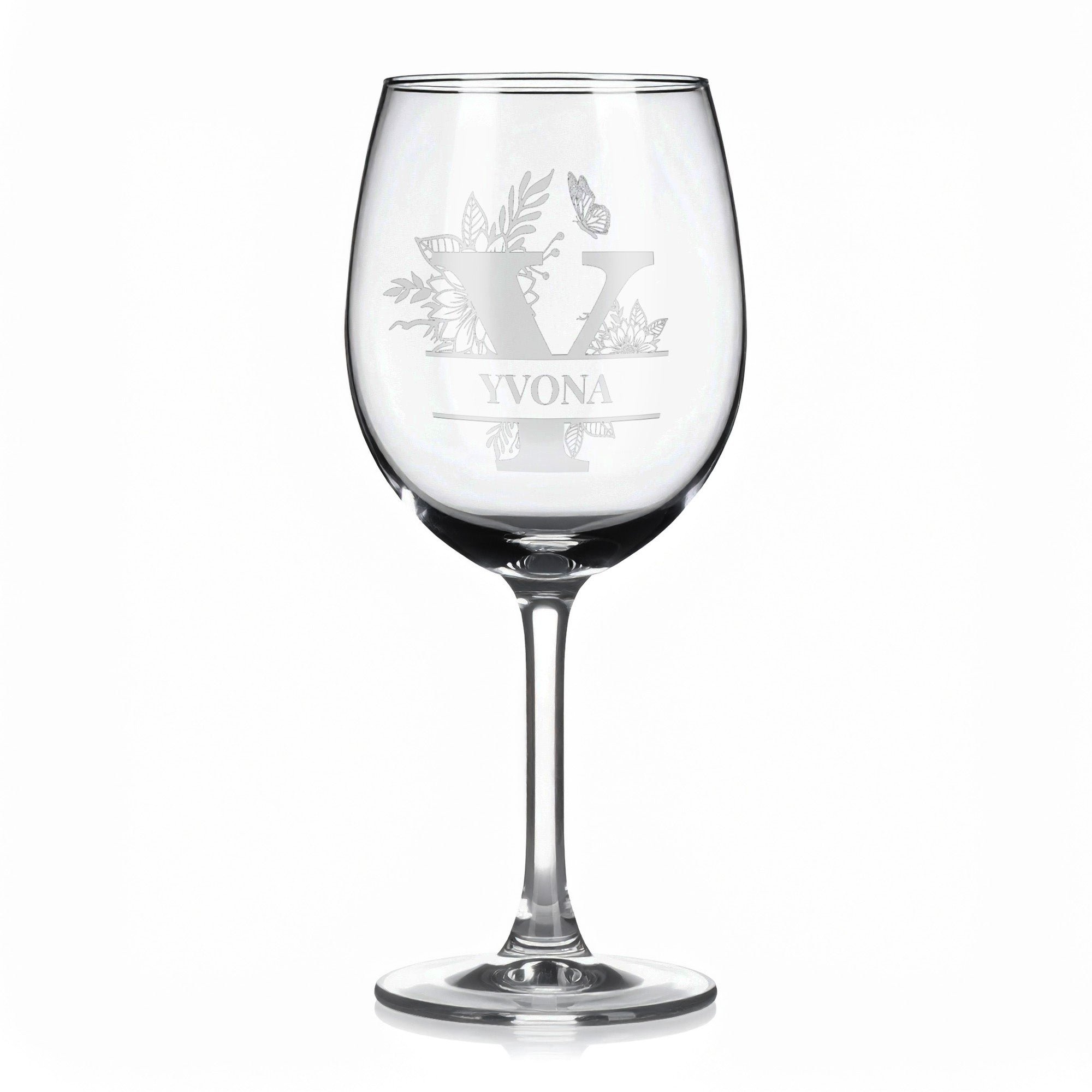 Vínová sklenka s gravírovaným jménem – YVONA