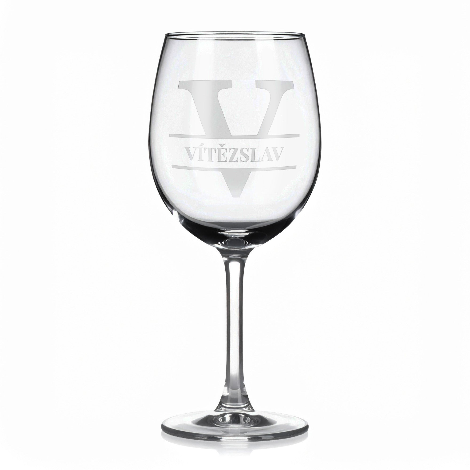 Vínová sklenka s gravírovaným jménem – VÍTĚZSLAV