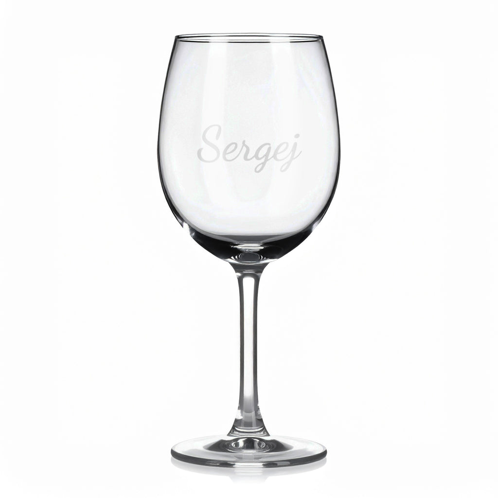 Vínová sklenka s gravírovaným jménem – Sergej