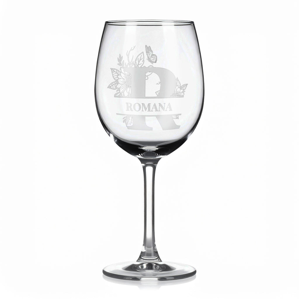 Vínová sklenka s gravírovaným jménem – Romana