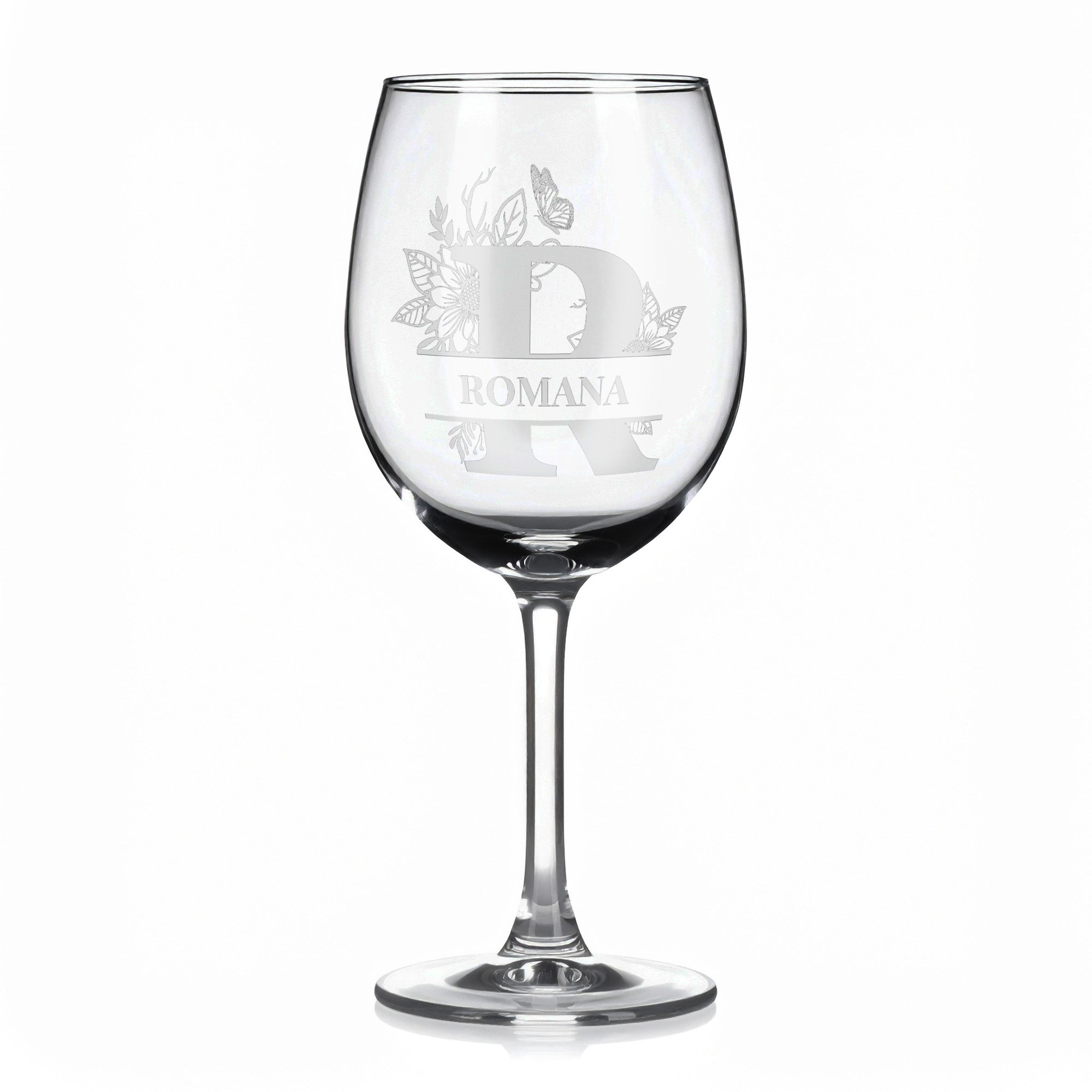 Vínová sklenka s gravírovaným jménem – Romana