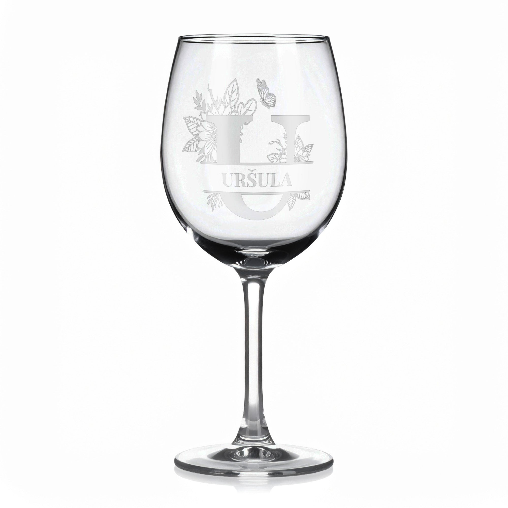 Vínová sklenka s gravírovaným jménem – URŠULA